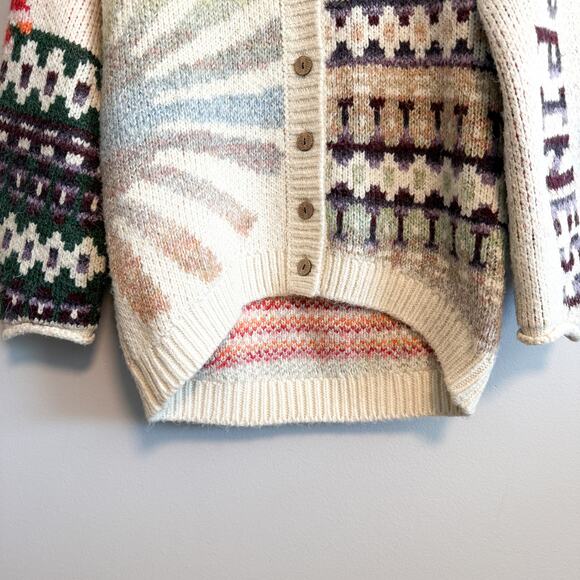 UO Kimchi Blue “Happiness” Chunky Knit Cardigan Sweater Y2K Cream Multi Size S - Picture 7 of 15